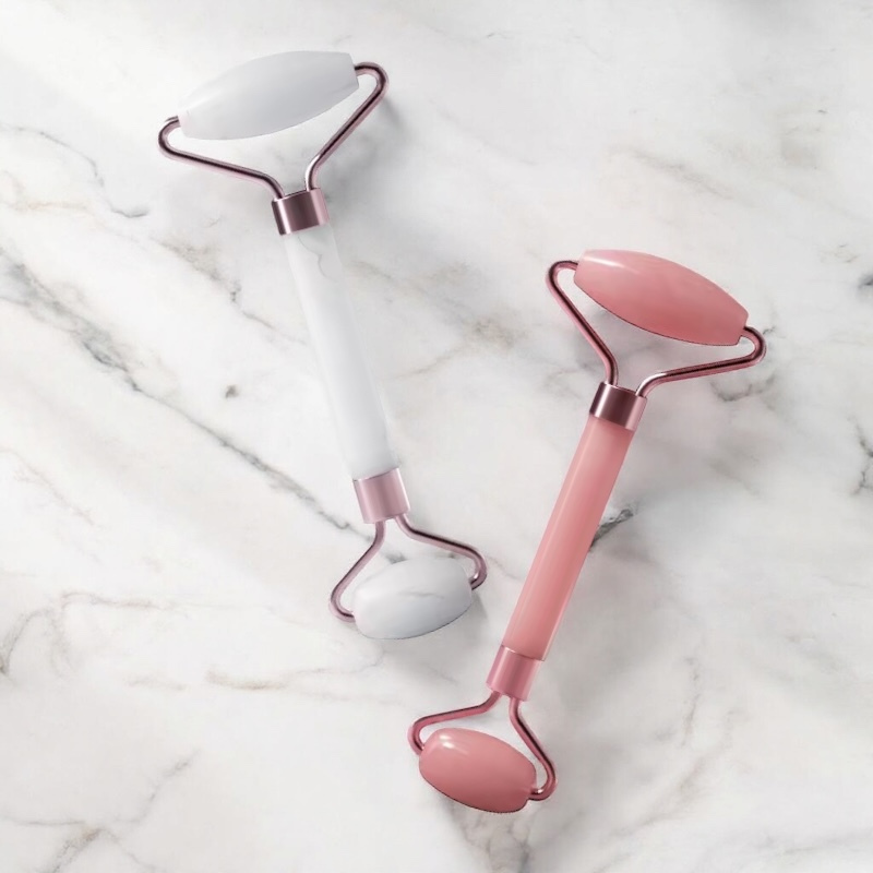 Rouleau Visage & Gua Sha en Quartz Rose – Rituel Massage