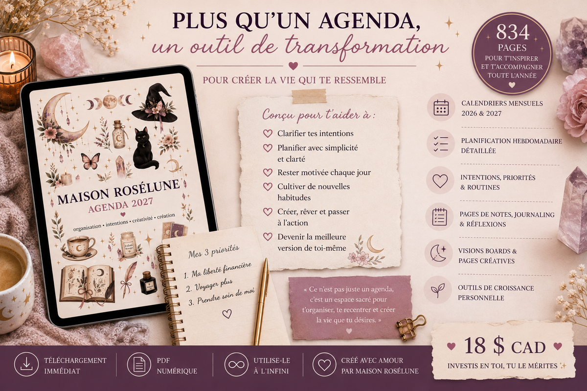 Agenda Maison Rosélune 2027 – Planner Numérique PDF