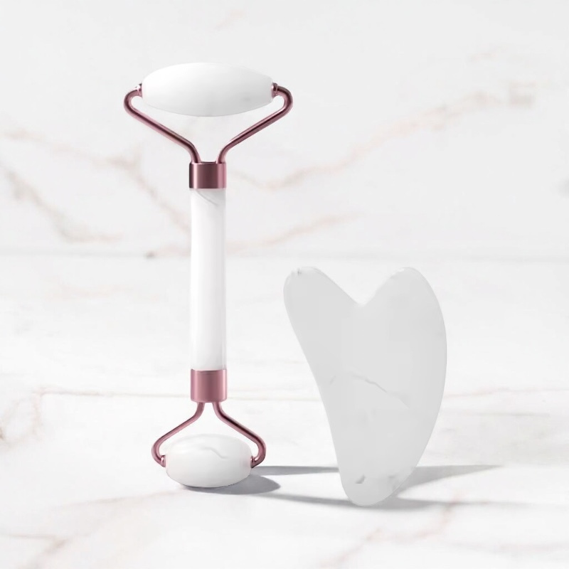 Rouleau Visage & Gua Sha en Quartz Rose – Rituel Massage
