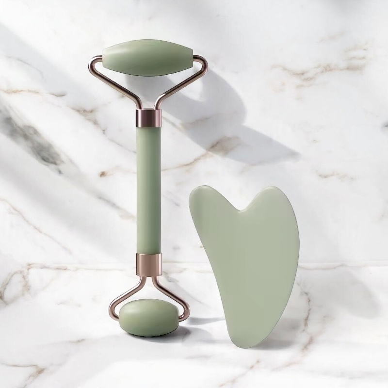 Rouleau Visage & Gua Sha en Quartz Rose – Rituel Massage