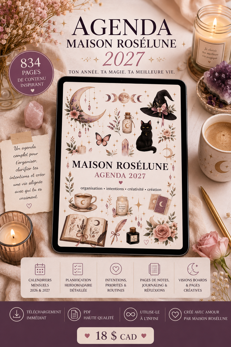 Agenda Maison Rosélune 2027 – Planner Numérique PDF