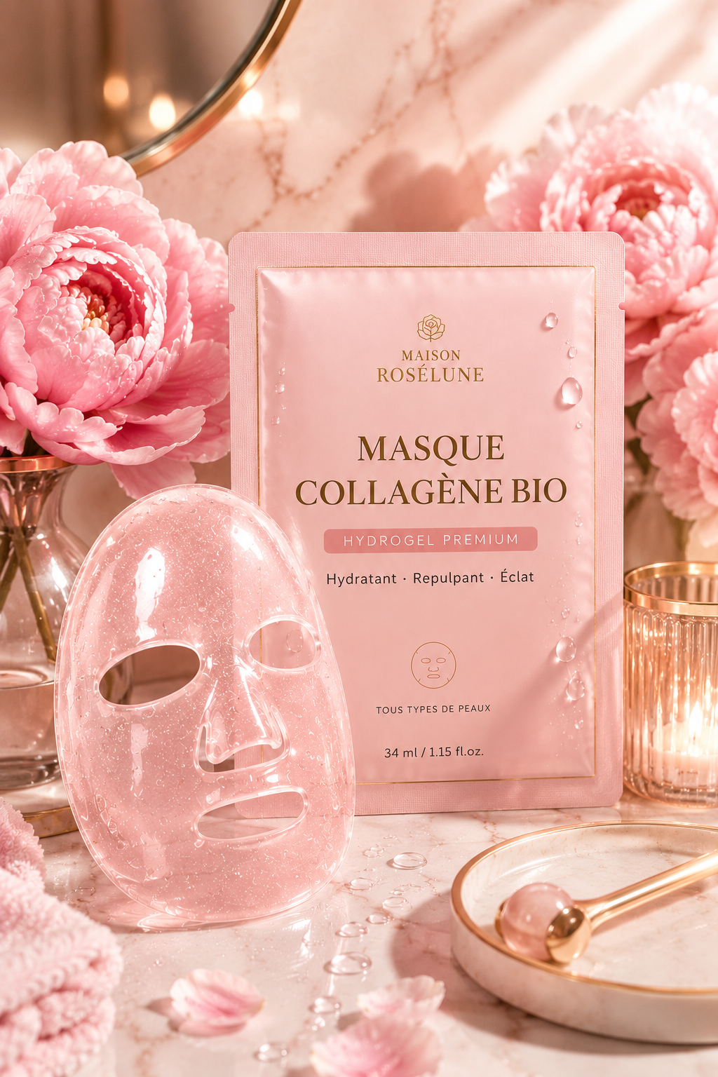 Masques Collagène Hydrogel – Lot de 4 | Rituel Hydratant