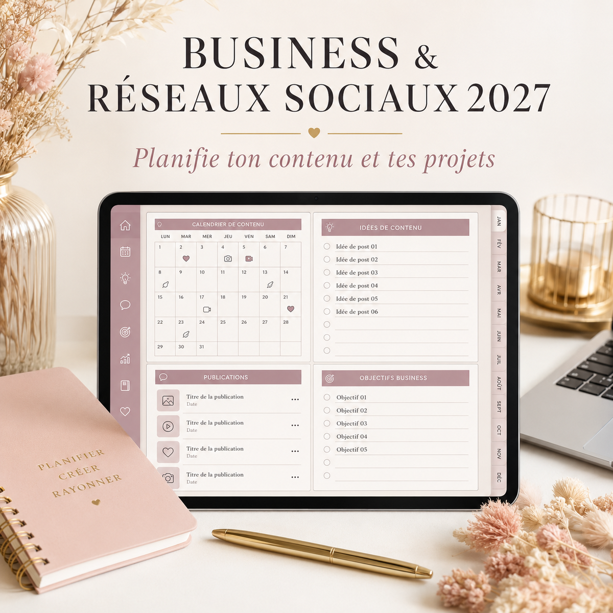 Pages du Pack Reset 2027 – planners numériques Maison Rosélune